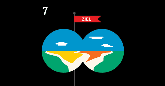 Grafik mit einer Ziel-Flagge