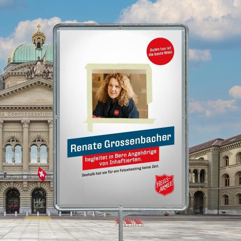 Wahlplakat der Heilsarmee in Bern mit Renate Grossenbacher.